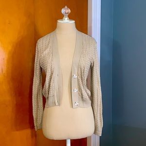 Tan Cable Knit Cardigan